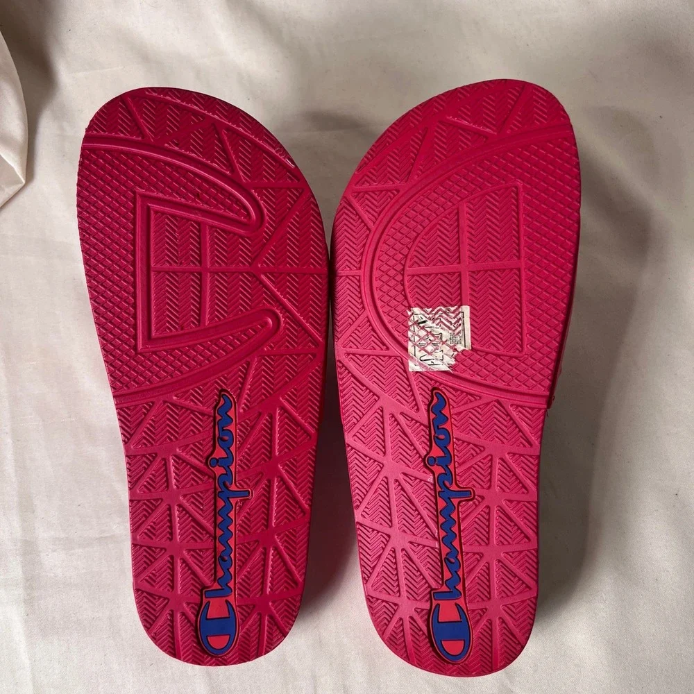 Champion Kids IPO Slides Red Blue White Athletic Sandals C Logo Slip On Shoes